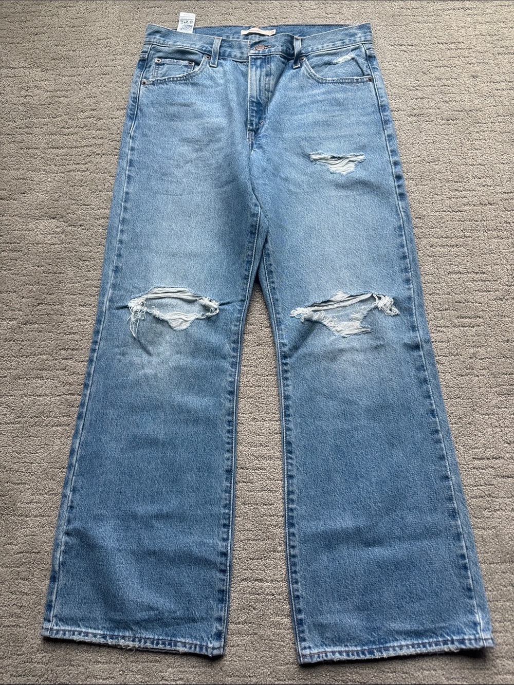 Levi's Light Blue Distressed Baggy Boot Jeans